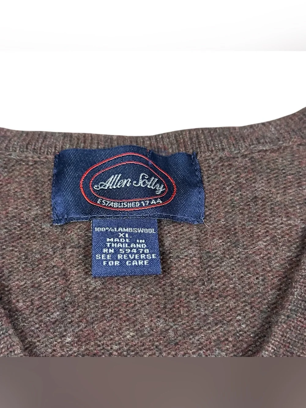 Allen Solly Men’s XL 100% Lambswool Brown V-Neck Sweater Vest